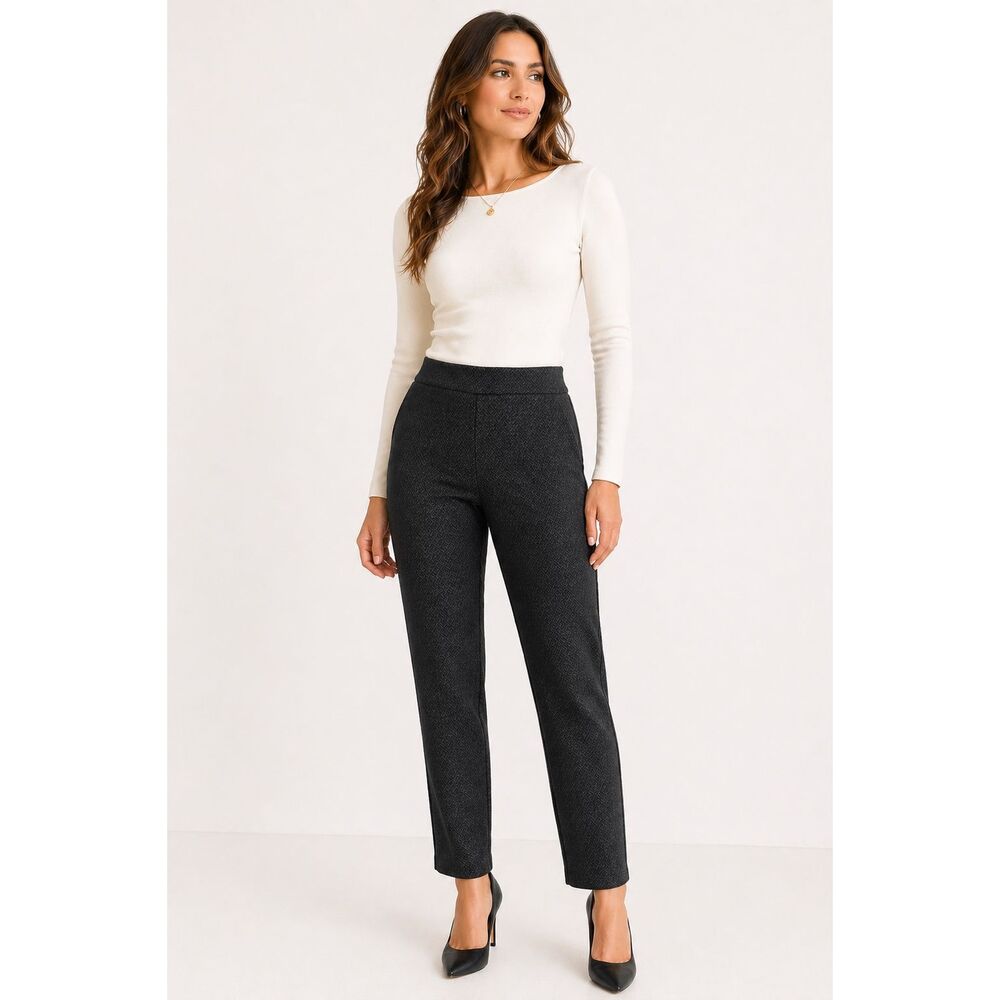 Counterparts Black Geo High Rise Pull On Pants Womens Medium NWT Career Trousers